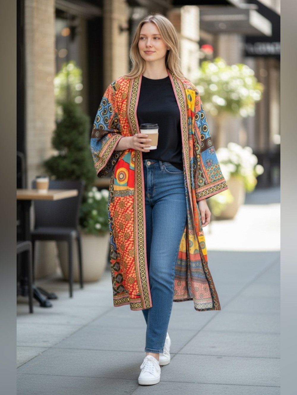 Alice And Olivia New Patchwork Kimono Robe Size XS/S